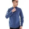 Superdry Indigo Grandad Shirt In Indigo Gingham For Men -Mens Out Fit Deals 208286696 1 indigogingham