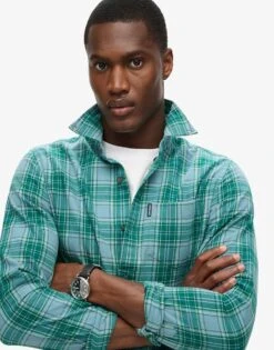 Superdry Cotton Vintage Check Shirt In Teal Check For Men -Mens Out Fit Deals 208286719 3