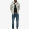 Superdry Cotton Vintage Logo Embroidered Zip Hoodie In Athletic Grey Marl For Men