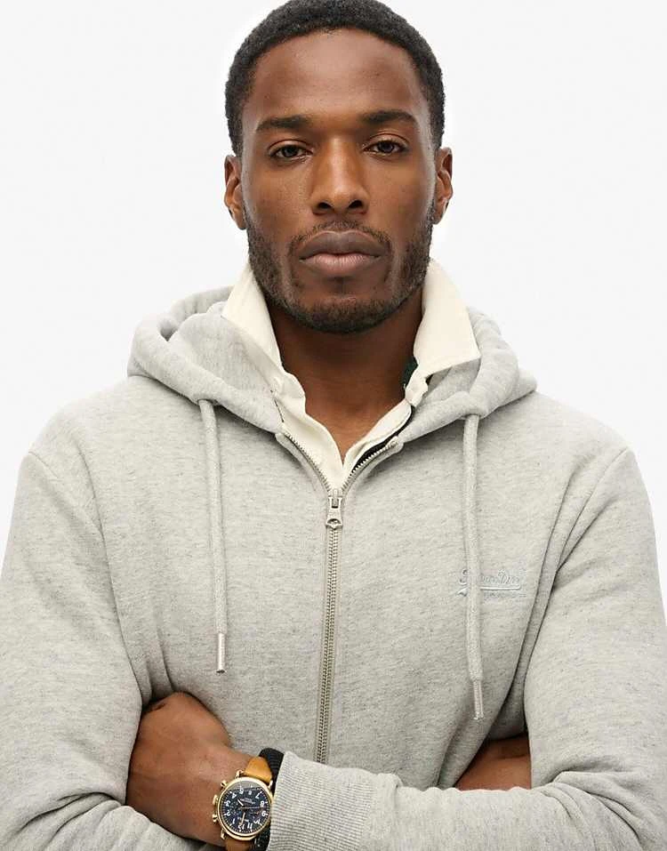 Superdry Cotton Vintage Logo Embroidered Zip Hoodie In Athletic Grey Marl For Men 4 Superdry Cotton Vintage Logo Embroidered Zip Hoodie In Athletic Grey Marl For Men - Image 2