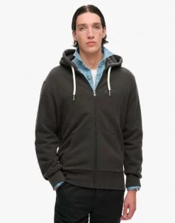 Superdry Tattoo Graphic Loose Zip Hoodie In Washed Black For Men -Mens Out Fit Deals 208286737 1 washedblack 1