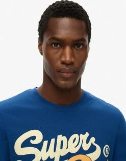 Superdry Classic College Script T-shirt In Pilot Mid Blue For Men -Mens Out Fit Deals 208286764 3