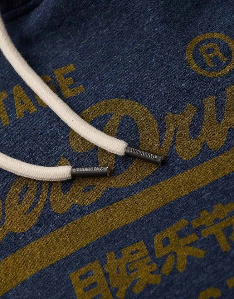 Superdry Classic Vintage Logo Graphic Hoodie In Vintage Navy Marl For Men 7 Superdry Classic Vintage Logo Graphic Hoodie In Vintage Navy Marl For Men - Image 5