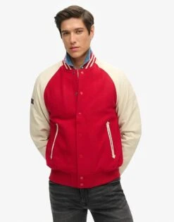 Superdry College Varsity Bomber Jacket In Varsity Red For Men -Mens Out Fit Deals 208286832 1 varsityred 1
