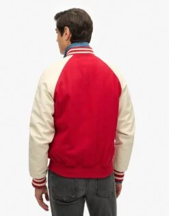 Superdry College Varsity Bomber Jacket In Varsity Red For Men -Mens Out Fit Deals 208286832 4