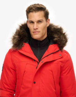 Superdry Everest Down Snow Parka Coat In Apple Red For Men -Mens Out Fit Deals 208312045 4