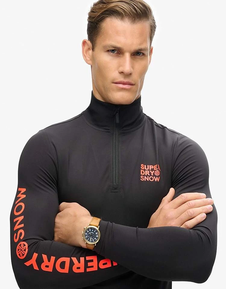 Superdry Ski Base Layer Half Zip Top In Black For Men 4 Superdry Ski Base Layer Half Zip Top In Black For Men - Image 2