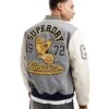 Superdry College Patched Bomber Jacket In Grey Marl For Men 2 Superdry College Patched Bomber Jacket In Grey Marl For Men -Mens Out Fit Deals 208331855 1 greymarl