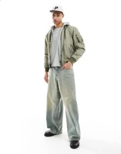 Superdry Military Ma1 Bomber Jacket In Washed Olive Green For Men