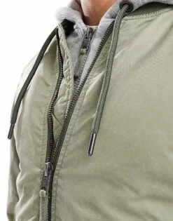 Superdry Military Ma1 Bomber Jacket In Washed Olive Green For Men -Mens Out Fit Deals 208331876 3