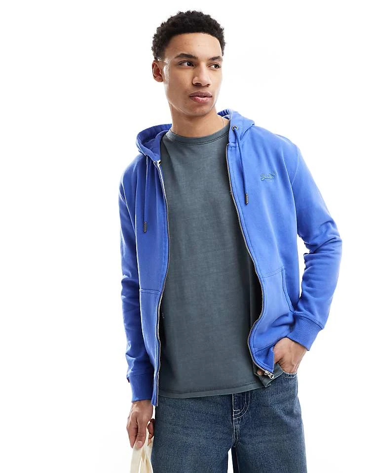 Superdry Essential Logo Zip Hoodie In Chambray Blue For Men 7 Superdry Essential Logo Zip Hoodie In Chambray Blue For Men - Image 5