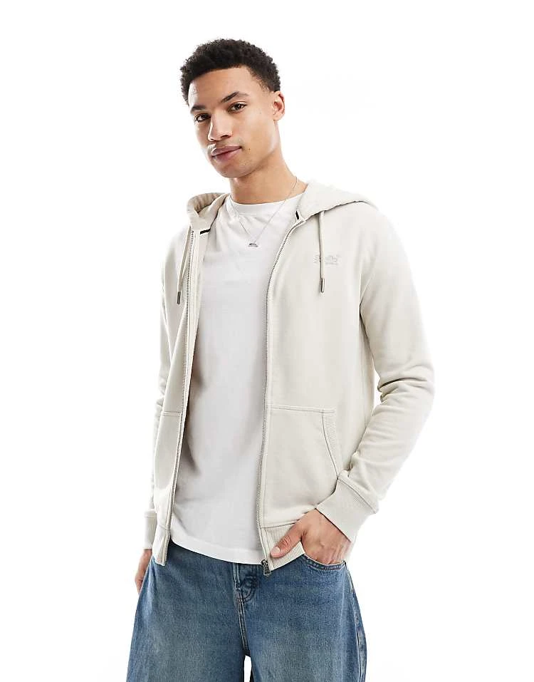 Superdry Essential Logo Zip Hoodie In Light Stone Beige For Men 7 Superdry Essential Logo Zip Hoodie In Light Stone Beige For Men - Image 5