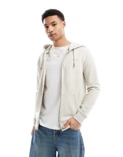 Superdry Essential Logo Zip Hoodie In Light Stone Beige For Men