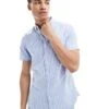 Superdry Oxford Short Sleeve Shirt In Broker Blue Stripe For Men