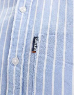 Superdry Oxford Short Sleeve Shirt In Broker Blue Stripe For Men 9 Superdry Oxford Short Sleeve Shirt In Broker Blue Stripe For Men -Mens Out Fit Deals 208334754 3