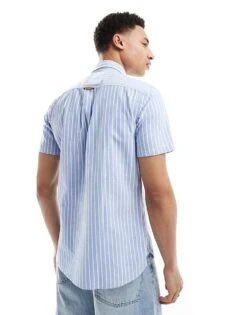 Superdry Oxford Short Sleeve Shirt In Broker Blue Stripe For Men 10 Superdry Oxford Short Sleeve Shirt In Broker Blue Stripe For Men -Mens Out Fit Deals 208334754 4