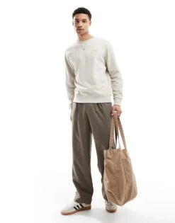 Superdry Essential Logo Crew Sweatshirt In Light Stone Beige For Men -Mens Out Fit Deals 208335658 3