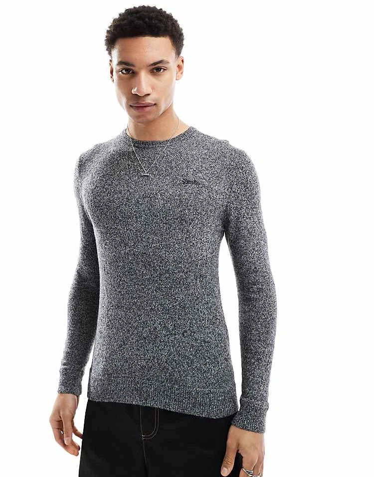 Superdry Essential Slim Fit Crew Jumper In Dark Charcoal Jaspe For Men 3 Superdry Essential Slim Fit Crew Jumper In Dark Charcoal Jaspe For Men