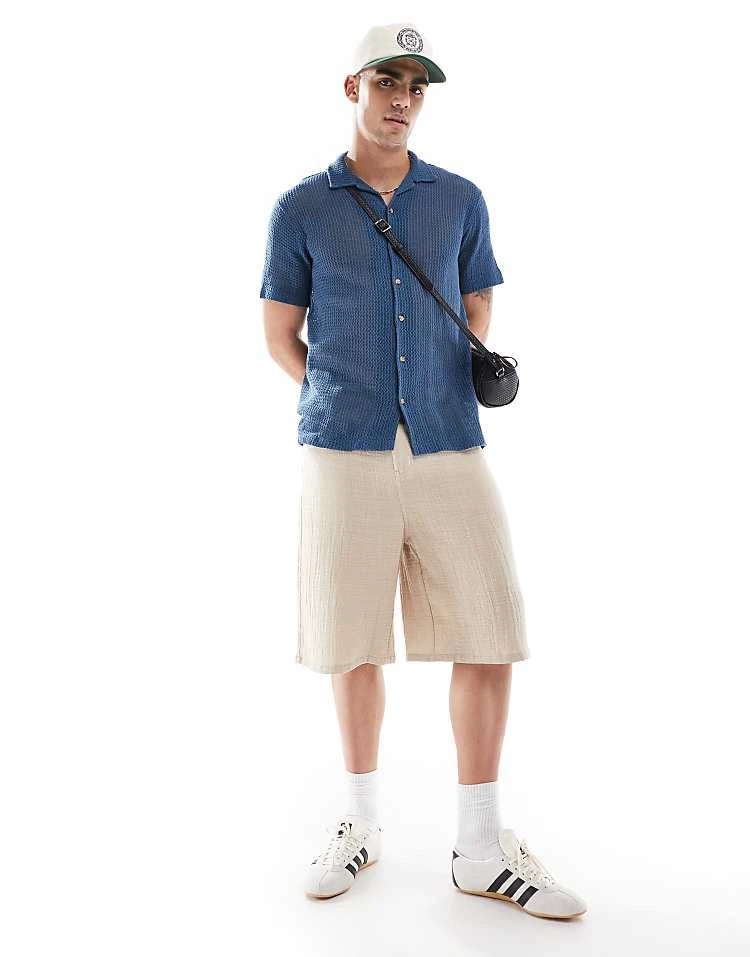 Superdry Knitted Texture Shirt In Navy Texture For Men 7 Superdry Knitted Texture Shirt In Navy Texture For Men - Image 5