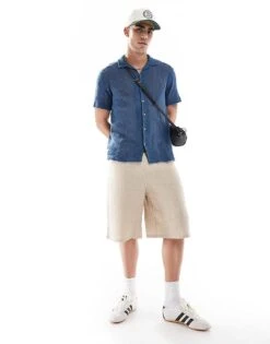 Superdry Knitted Texture Shirt In Navy Texture For Men