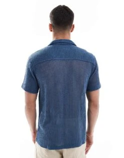 Superdry Knitted Texture Shirt In Navy Texture For Men 9 Superdry Knitted Texture Shirt In Navy Texture For Men -Mens Out Fit Deals 208414497 3