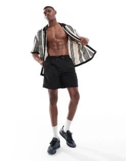 Superdry Premium Embroidered 17-inch Swim Shorts In Black For Men -Mens Out Fit Deals 208414505 3